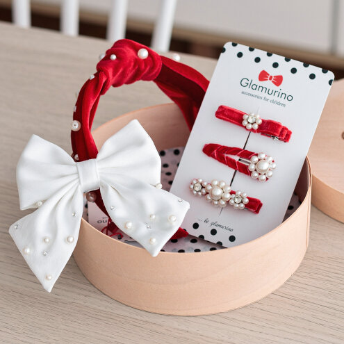 Gift set for girls Little Miss red/white