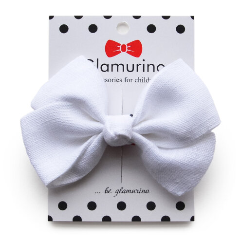 Classic L hair bow (linen) white