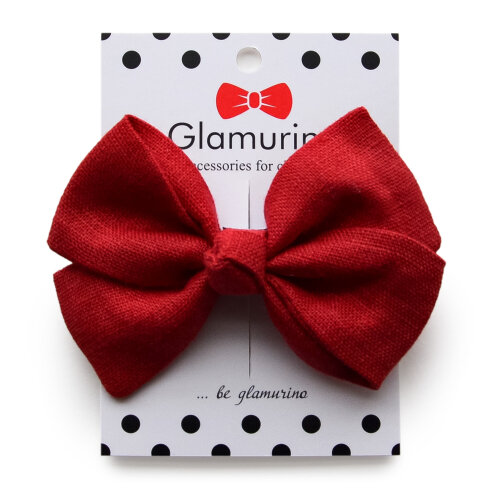 Classic L hair bow (linen) red