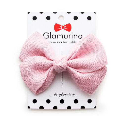 Classic L hair bow (linen) pink
