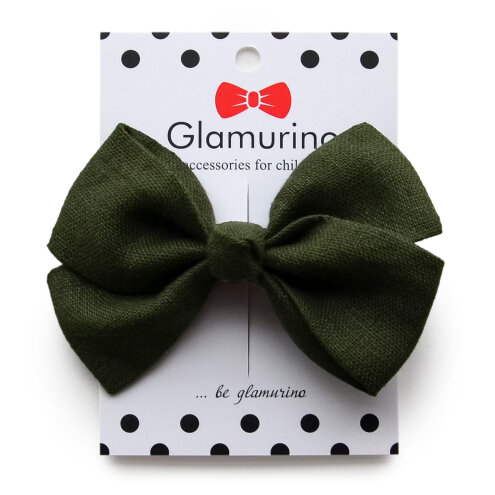 Classic L hair bow (linen) green