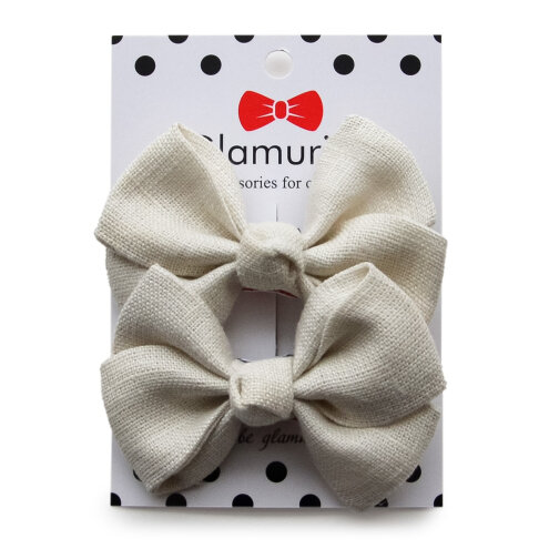 Classic m hair bows (flax) ivory