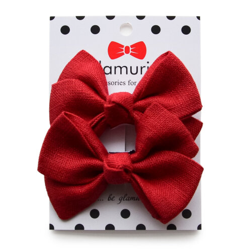 Classic m hair bows (flax) red