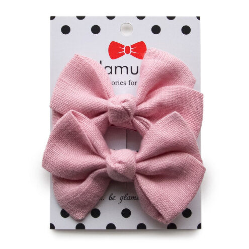 Classic M (flax) hair bows pink