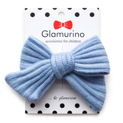 Adel's hair bow (knitted) blue