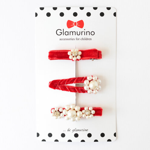 Hair clips Little Miss red