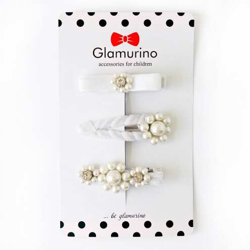 Hair clips Little Miss white