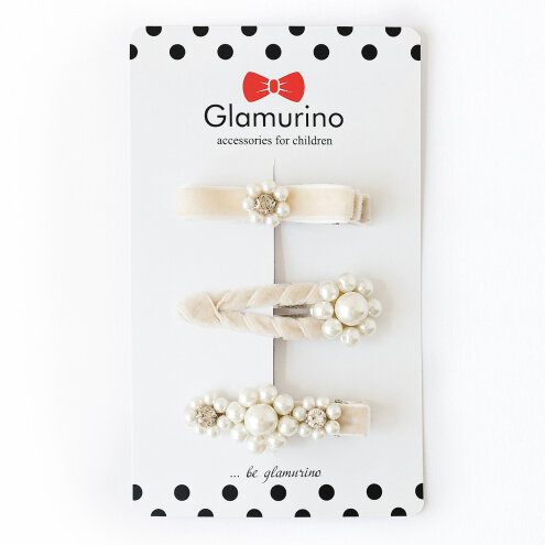 Hair clips Little Miss ivory
