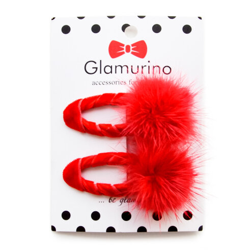 Pompon hair lugs red