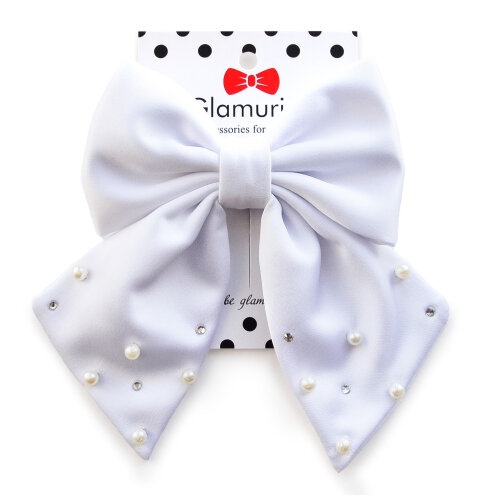 Hair bow Little Miss white