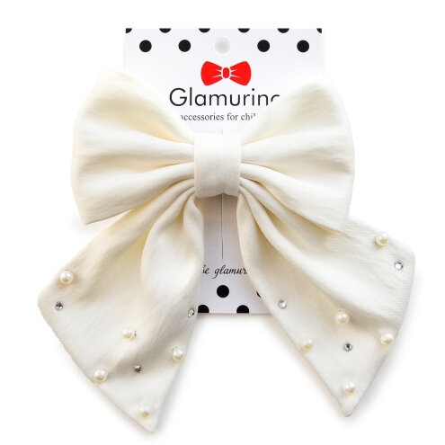 Hair bow Little Miss ivory
