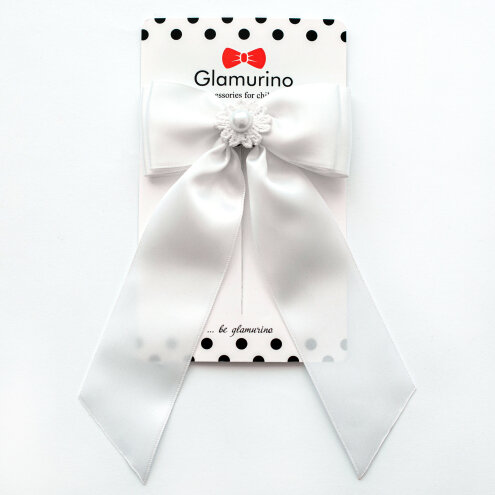 School Days hair bows white
