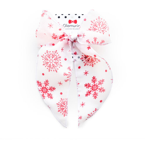 Hair bow Ruta (organza) white and red