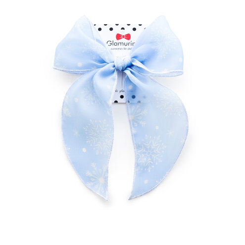 Hair bow Ruta (organza) blue and white